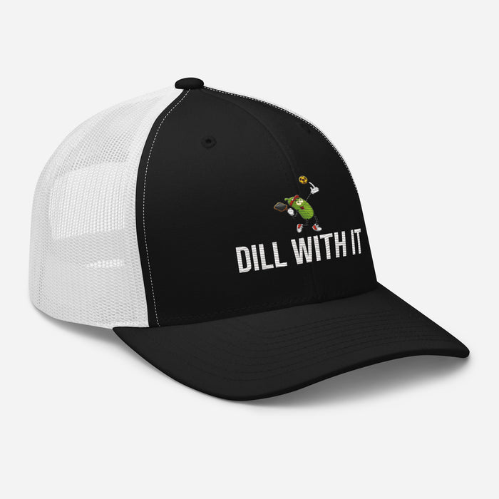 Pickleball Dill With It Embroidered Trucker Cap Classic Six-Panel Mesh Back Hat Pickleball Hat Mens Hat Womens Hat Gift Idea