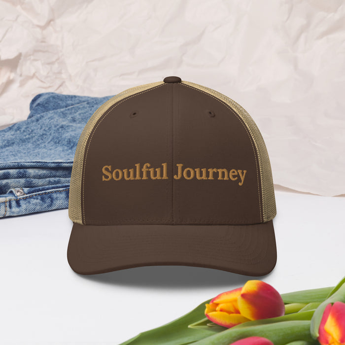 Soulful Journey Embroidered Trucker Cap Classic Six-Panel Mesh Back Hat Mens Hat Womens Hat Great Gift Idea