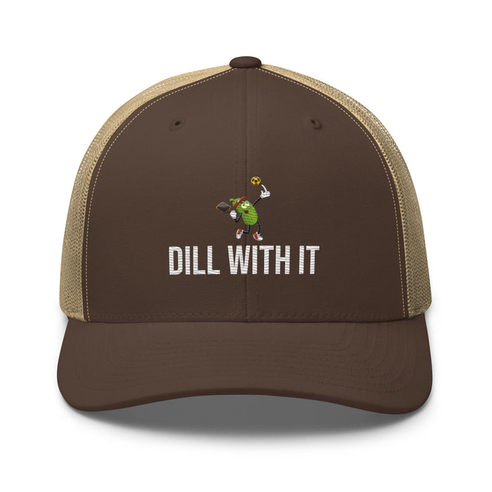 Pickleball Dill With It Embroidered Trucker Cap Classic Six-Panel Mesh Back Hat Pickleball Hat Mens Hat Womens Hat Gift Idea