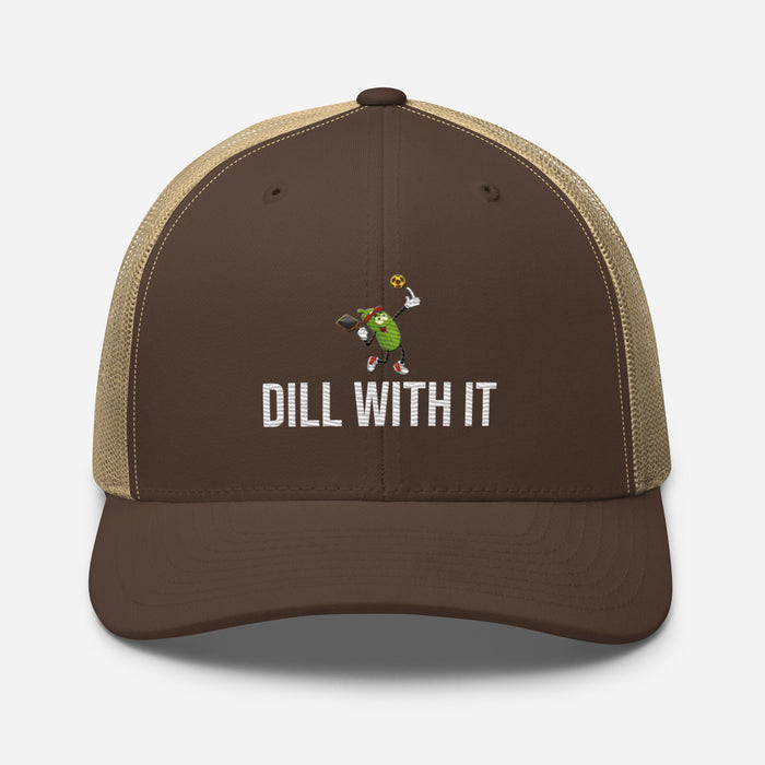 Pickleball Dill With It Embroidered Trucker Cap Classic Six-Panel Mesh Back Hat Pickleball Hat Mens Hat Womens Hat Gift Idea