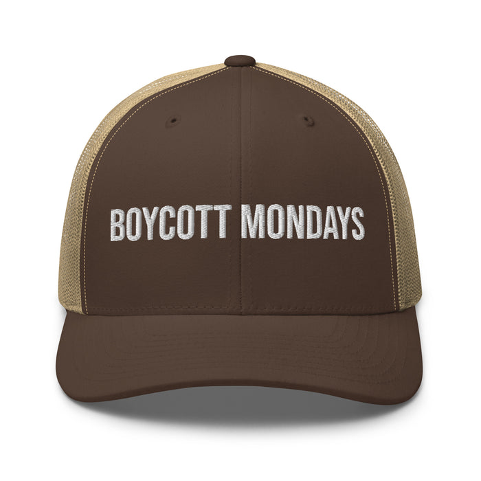 Boycott Mondays Embroidered Trucker Cap Classic Six-Panel Mesh Back Hat Statement Hat Mens Hat Womens Hat Gift Idea