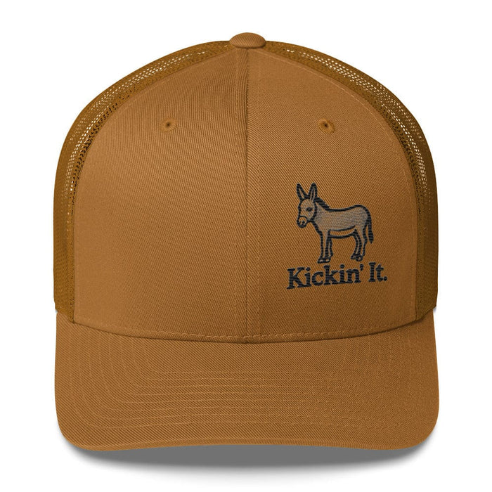 Embroidered "Kicken It" Trucker Cap Humor Funny Casual Wildlife Hat