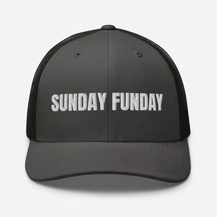 Sunday Funday Embroidered Trucker Cap Classic Six-Panel Mesh Back Hat Party Football Sports Hat