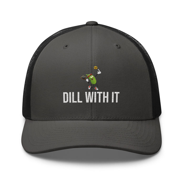 Pickleball Dill With It Embroidered Trucker Cap Classic Six-Panel Mesh Back Hat Pickleball Hat Mens Hat Womens Hat Gift Idea