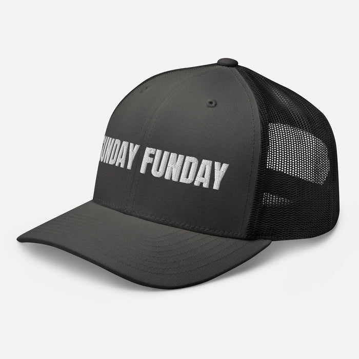 Sunday Funday Embroidered Trucker Cap Classic Six-Panel Mesh Back Hat Party Football Sports Hat