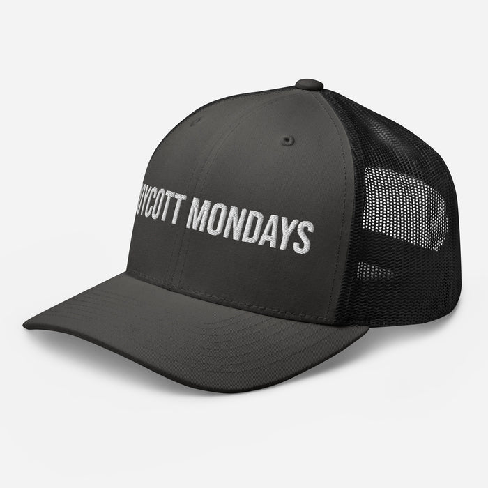 Boycott Mondays Embroidered Trucker Cap Classic Six-Panel Mesh Back Hat Statement Hat Mens Hat Womens Hat Gift Idea