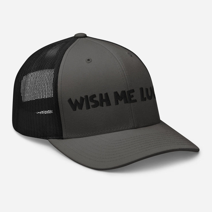 Embroidered Wish Me Luck Clover Trucker Hat Classic Comfort with Mesh Back Great Gift Idea Mens Hat Womens Hat