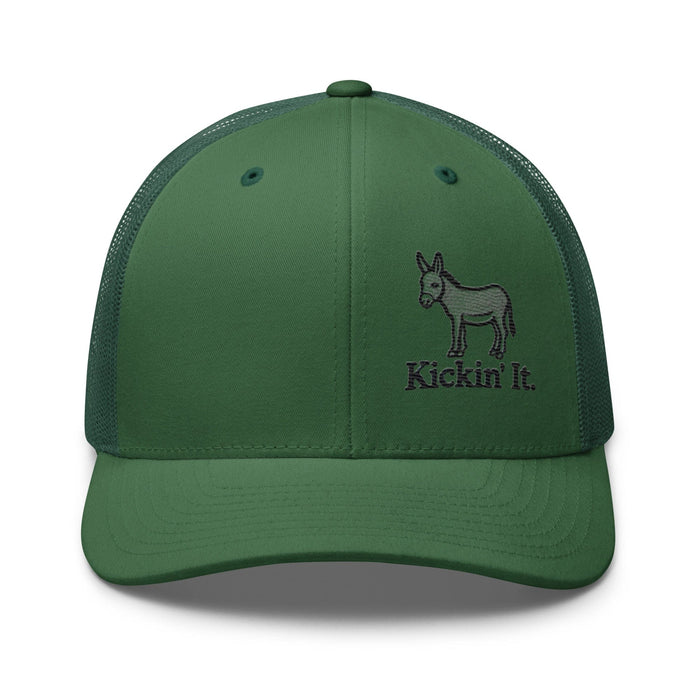 Embroidered "Kicken It" Trucker Cap Humor Funny Casual Wildlife Hat