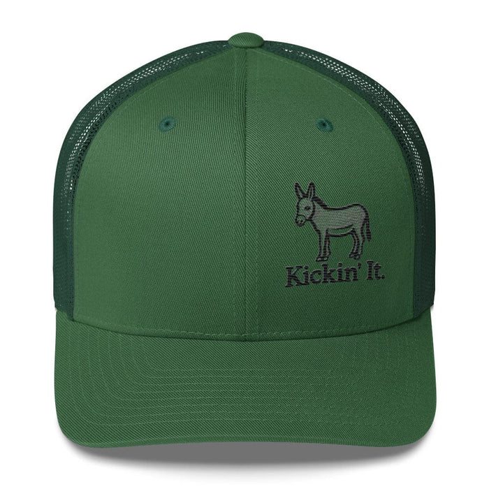 Embroidered "Kicken It" Trucker Cap Humor Funny Casual Wildlife Hat