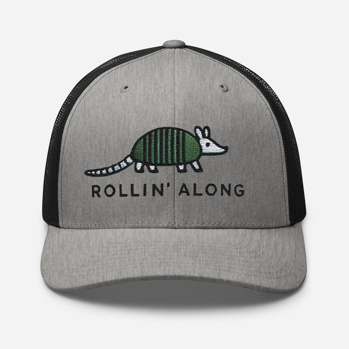 Embroidered Armadillo Rollin' Along Trucker Cap, Mesh Back Adjustable Hat Great Gift Idea