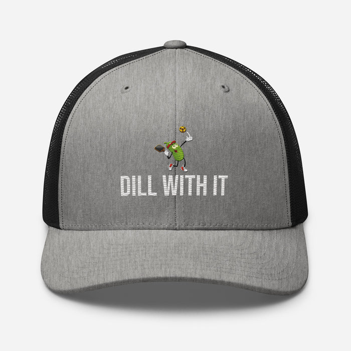 Pickleball Dill With It Embroidered Trucker Cap Classic Six-Panel Mesh Back Hat Pickleball Hat Mens Hat Womens Hat Gift Idea