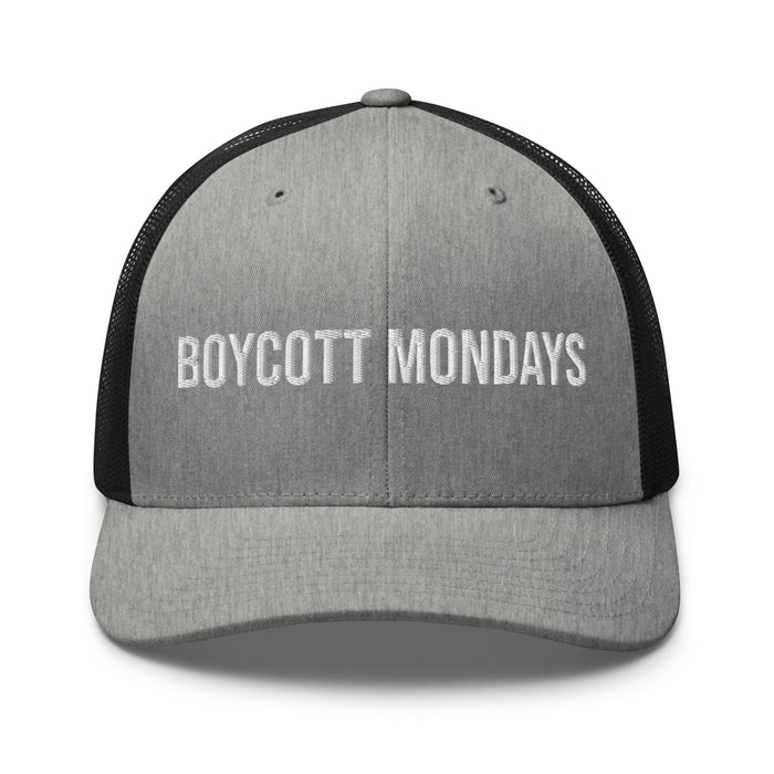 Boycott Mondays Embroidered Trucker Cap Classic Six-Panel Mesh Back Hat Statement Hat Mens Hat Womens Hat Gift Idea