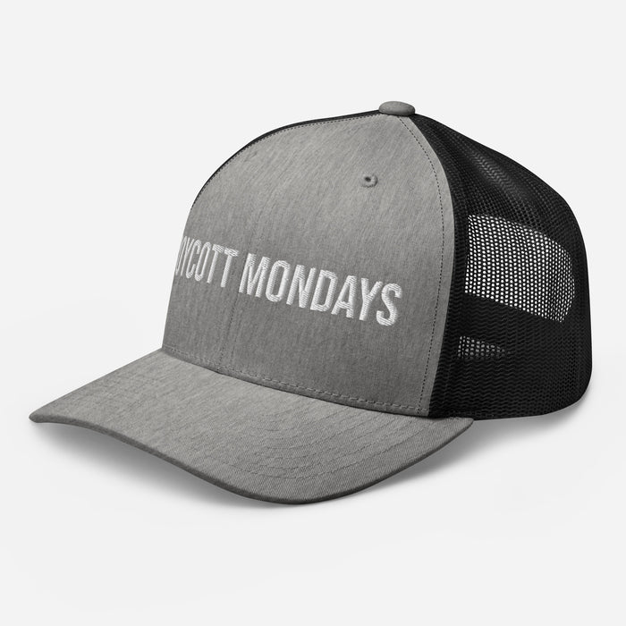 Boycott Mondays Embroidered Trucker Cap Classic Six-Panel Mesh Back Hat Statement Hat Mens Hat Womens Hat Gift Idea