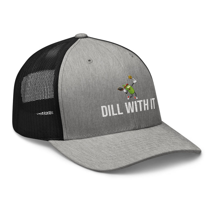 Pickleball Dill With It Embroidered Trucker Cap Classic Six-Panel Mesh Back Hat Pickleball Hat Mens Hat Womens Hat Gift Idea