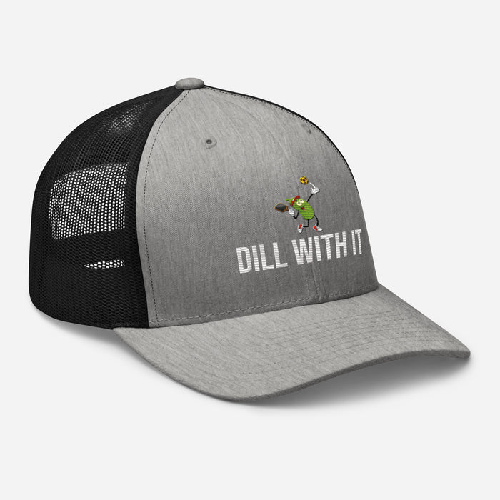 Pickleball Dill With It Embroidered Trucker Cap Classic Six-Panel Mesh Back Hat Pickleball Hat Mens Hat Womens Hat Gift Idea