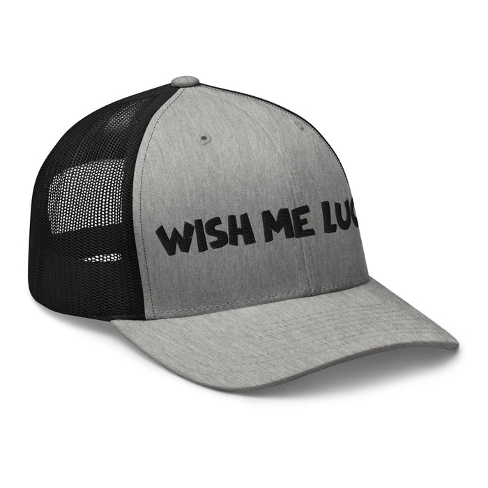 Embroidered Wish Me Luck Clover Trucker Hat Classic Comfort with Mesh Back Great Gift Idea Mens Hat Womens Hat