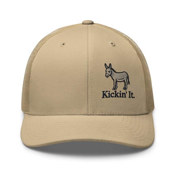 Embroidered "Kicken It" Trucker Cap Humor Funny Casual Wildlife Hat