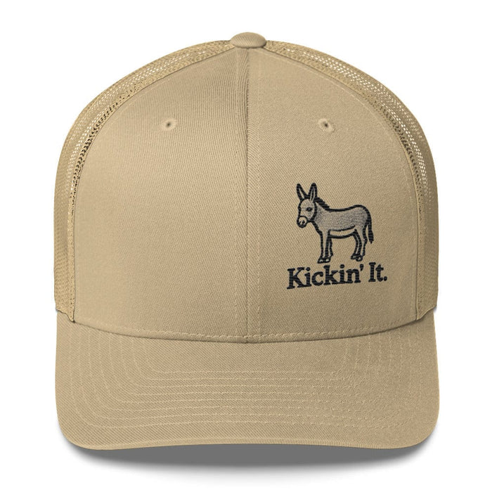 Embroidered "Kicken It" Trucker Cap Humor Funny Casual Wildlife Hat