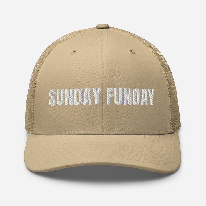 Sunday Funday Embroidered Trucker Cap Classic Six-Panel Mesh Back Hat Party Football Sports Hat