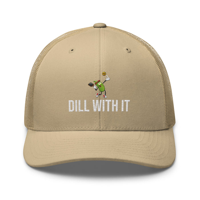 Pickleball Dill With It Embroidered Trucker Cap Classic Six-Panel Mesh Back Hat Pickleball Hat Mens Hat Womens Hat Gift Idea