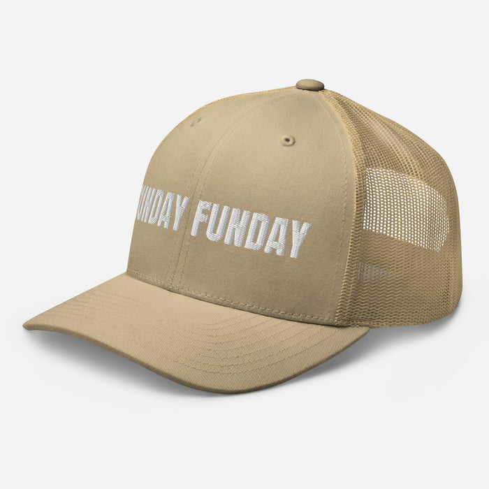 Sunday Funday Embroidered Trucker Cap Classic Six-Panel Mesh Back Hat Party Football Sports Hat