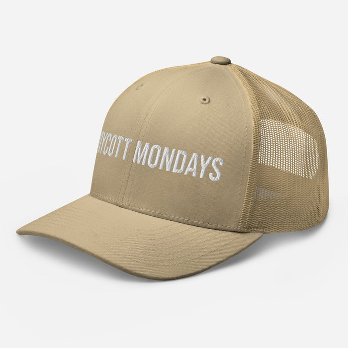 Boycott Mondays Embroidered Trucker Cap Classic Six-Panel Mesh Back Hat Statement Hat Mens Hat Womens Hat Gift Idea