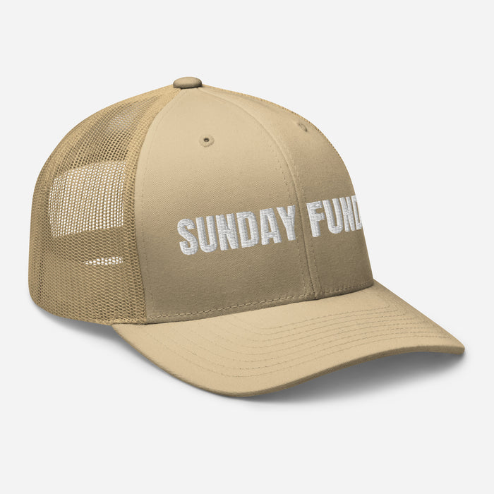 Sunday Funday Embroidered Trucker Cap Classic Six-Panel Mesh Back Hat Party Football Sports Hat