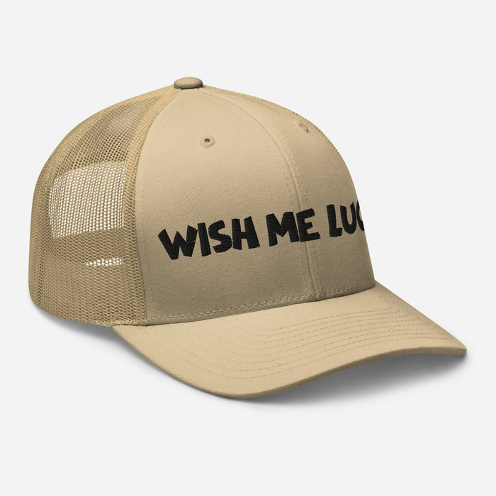 Embroidered Wish Me Luck Clover Trucker Hat Classic Comfort with Mesh Back Great Gift Idea Mens Hat Womens Hat