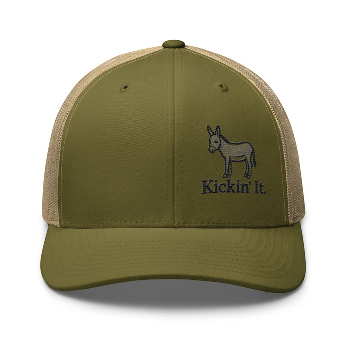 Embroidered "Kicken It" Trucker Cap Humor Funny Casual Wildlife Hat