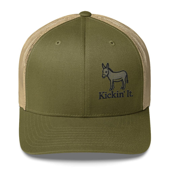 Embroidered "Kicken It" Trucker Cap Humor Funny Casual Wildlife Hat