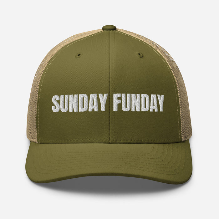 Sunday Funday Embroidered Trucker Cap Classic Six-Panel Mesh Back Hat Party Football Sports Hat