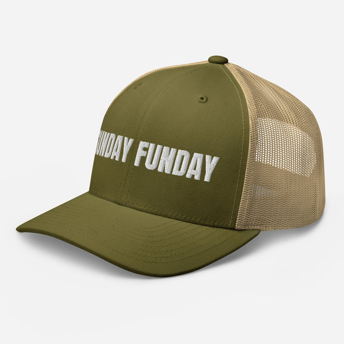 Sunday Funday Embroidered Trucker Cap Classic Six-Panel Mesh Back Hat Party Football Sports Hat