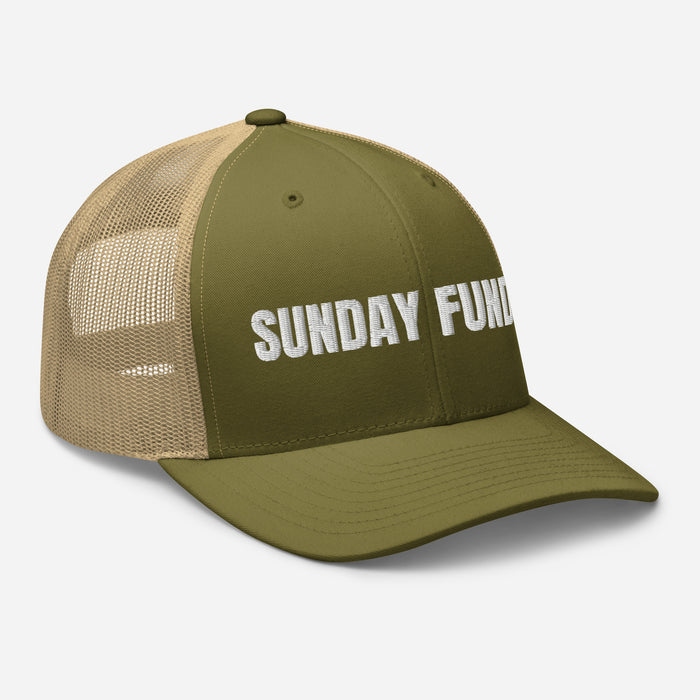 Sunday Funday Embroidered Trucker Cap Classic Six-Panel Mesh Back Hat Party Football Sports Hat