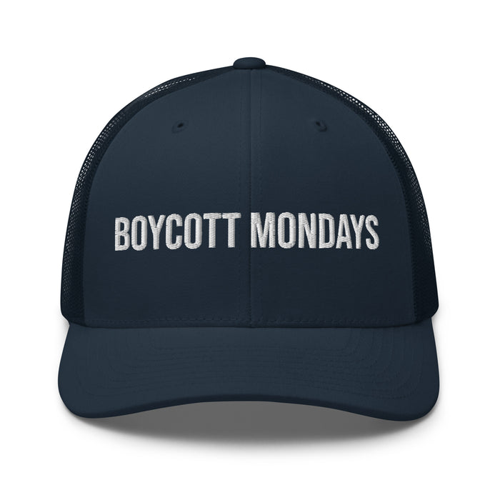 Boycott Mondays Embroidered Trucker Cap Classic Six-Panel Mesh Back Hat Statement Hat Mens Hat Womens Hat Gift Idea