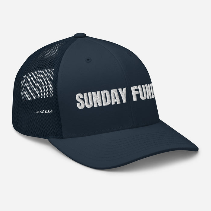 Sunday Funday Embroidered Trucker Cap Classic Six-Panel Mesh Back Hat Party Football Sports Hat