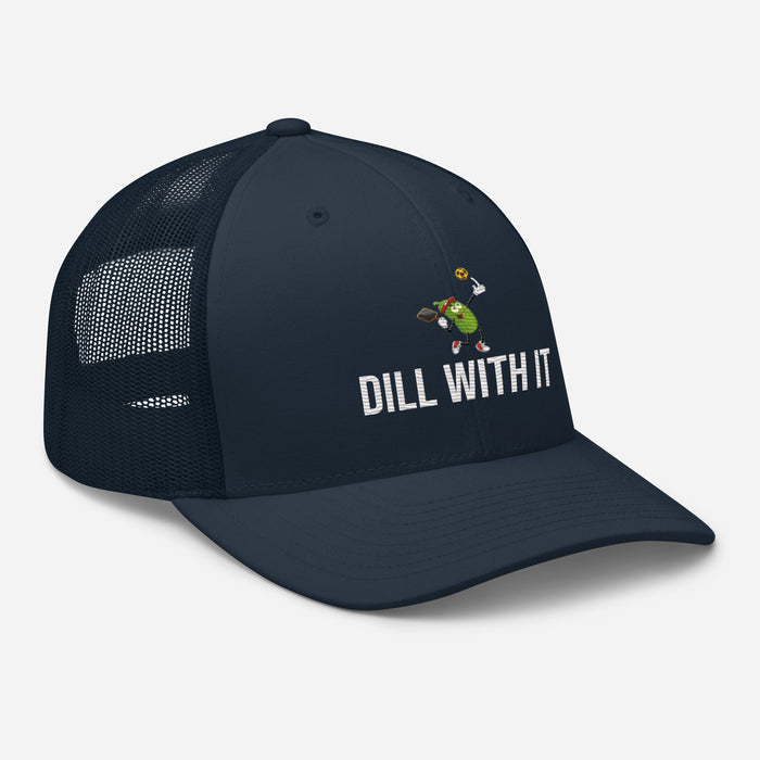 Pickleball Dill With It Embroidered Trucker Cap Classic Six-Panel Mesh Back Hat Pickleball Hat Mens Hat Womens Hat Gift Idea