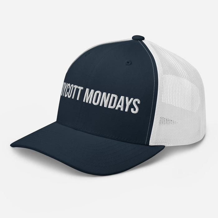 Boycott Mondays Embroidered Trucker Cap Classic Six-Panel Mesh Back Hat Statement Hat Mens Hat Womens Hat Gift Idea