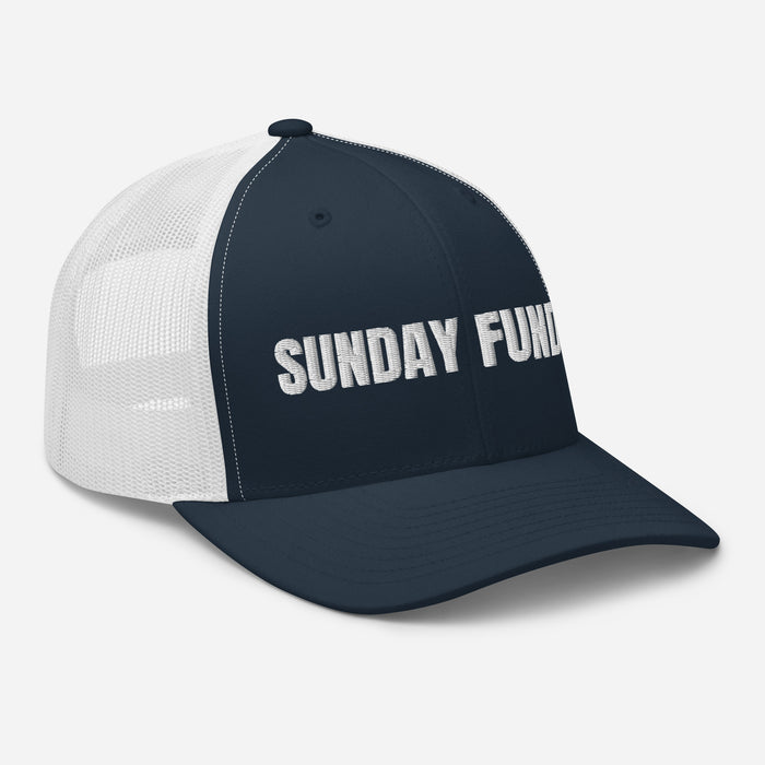 Sunday Funday Embroidered Trucker Cap Classic Six-Panel Mesh Back Hat Party Football Sports Hat