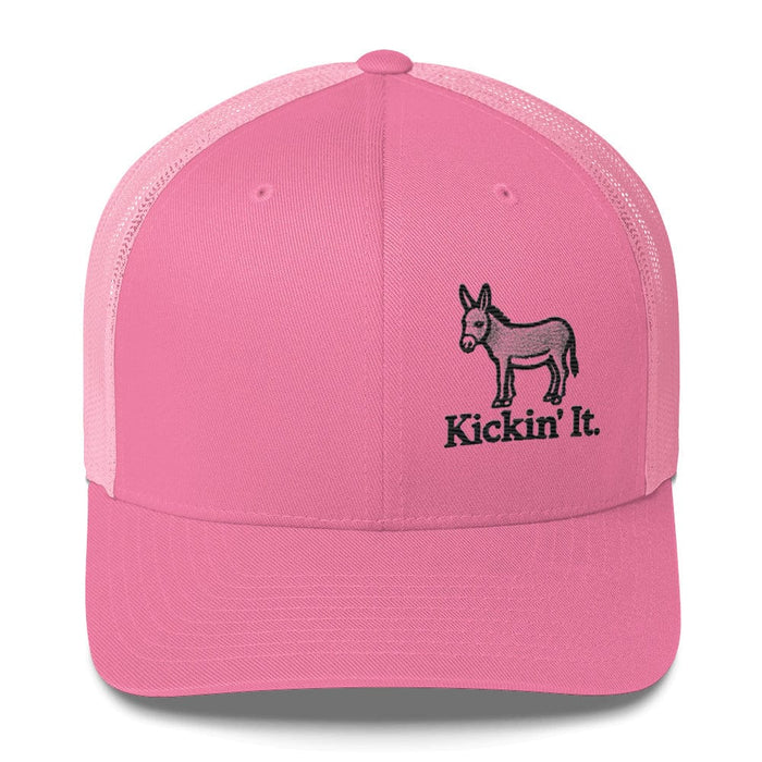 Embroidered "Kicken It" Trucker Cap Humor Funny Casual Wildlife Hat