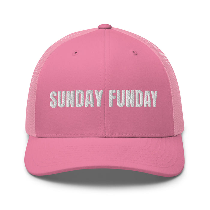 Sunday Funday Embroidered Trucker Cap Classic Six-Panel Mesh Back Hat Party Football Sports Hat