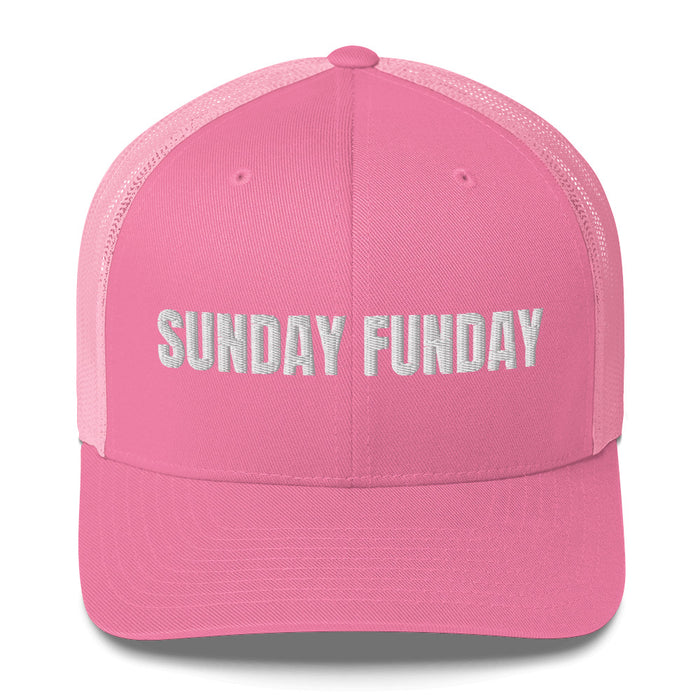 Sunday Funday Embroidered Trucker Cap Classic Six-Panel Mesh Back Hat Party Football Sports Hat