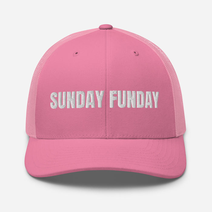 Sunday Funday Embroidered Trucker Cap Classic Six-Panel Mesh Back Hat Party Football Sports Hat