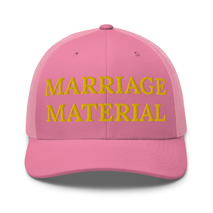 Marriage Material Embroidered Trucker Cap Classic Six-Panel Mesh Back Hat Womens Hat Wedding Party Hat Great Gift Idea