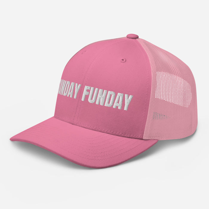 Sunday Funday Embroidered Trucker Cap Classic Six-Panel Mesh Back Hat Party Football Sports Hat