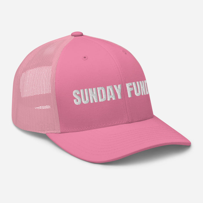 Sunday Funday Embroidered Trucker Cap Classic Six-Panel Mesh Back Hat Party Football Sports Hat