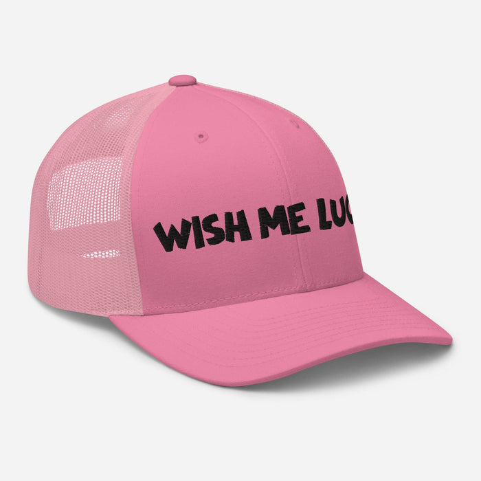 Embroidered Wish Me Luck Clover Trucker Hat Classic Comfort with Mesh Back Great Gift Idea Mens Hat Womens Hat