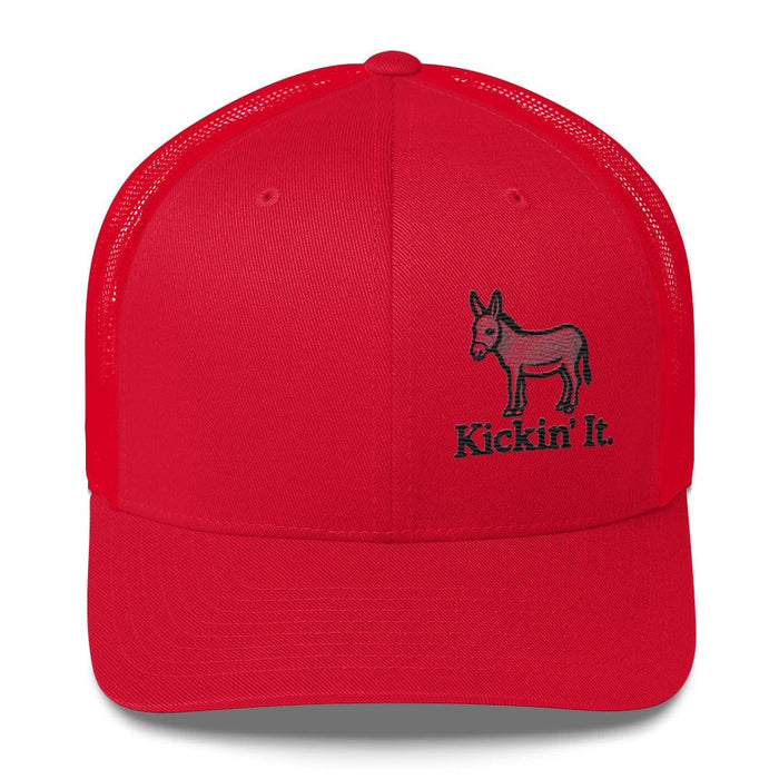 Embroidered "Kicken It" Trucker Cap Humor Funny Casual Wildlife Hat