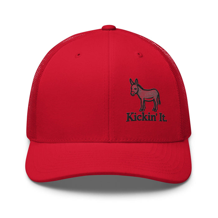 Embroidered "Kicken It" Trucker Cap Humor Funny Casual Wildlife Hat