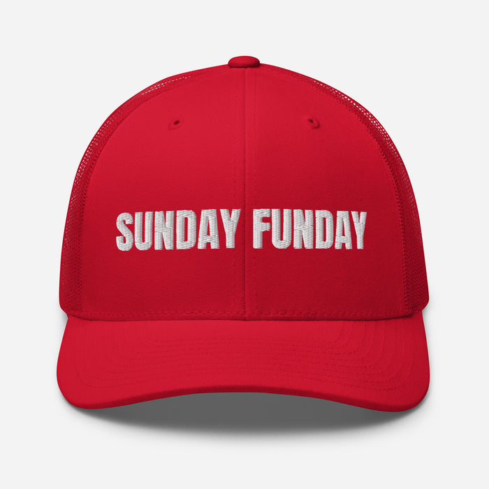 Sunday Funday Embroidered Trucker Cap Classic Six-Panel Mesh Back Hat Party Football Sports Hat