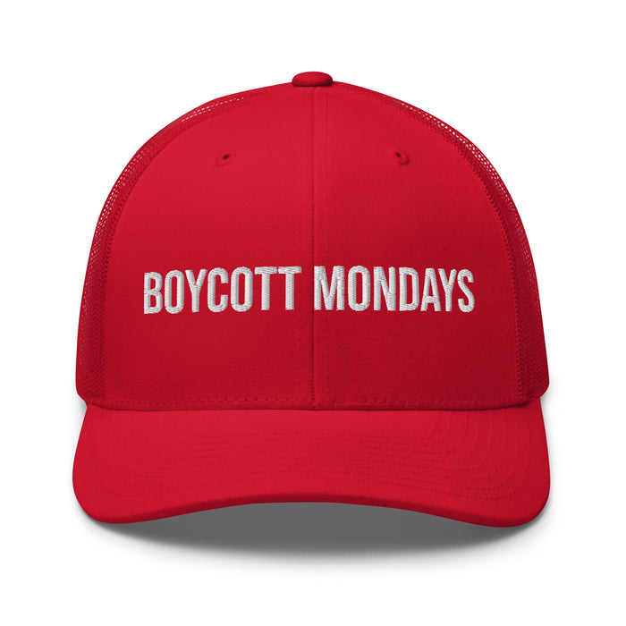 Boycott Mondays Embroidered Trucker Cap Classic Six-Panel Mesh Back Hat Statement Hat Mens Hat Womens Hat Gift Idea